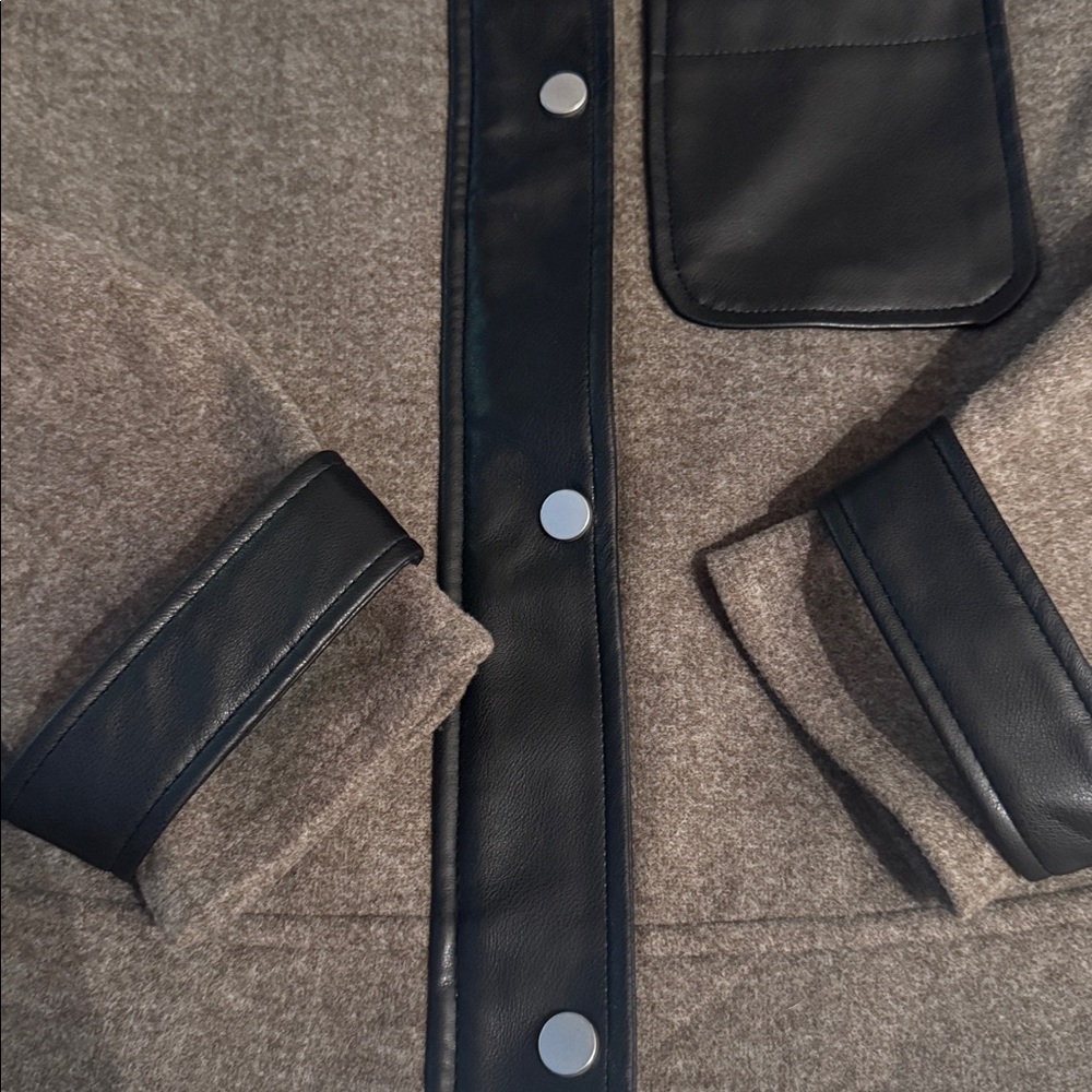 Bagatelle NY Wool Blend Jacket w Faux Leather Trim | Snap Front | Size S - Picture 5 of 8